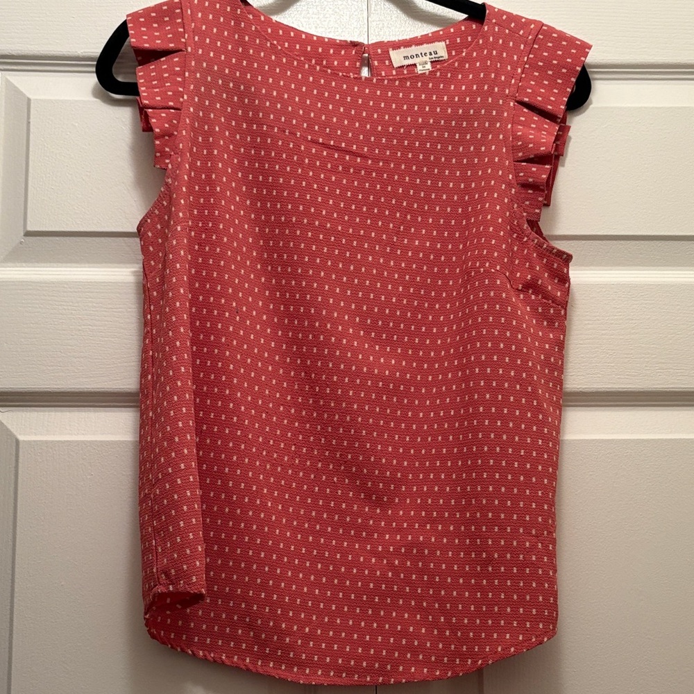 Monteau Red Patterned Sleeveless Blouse